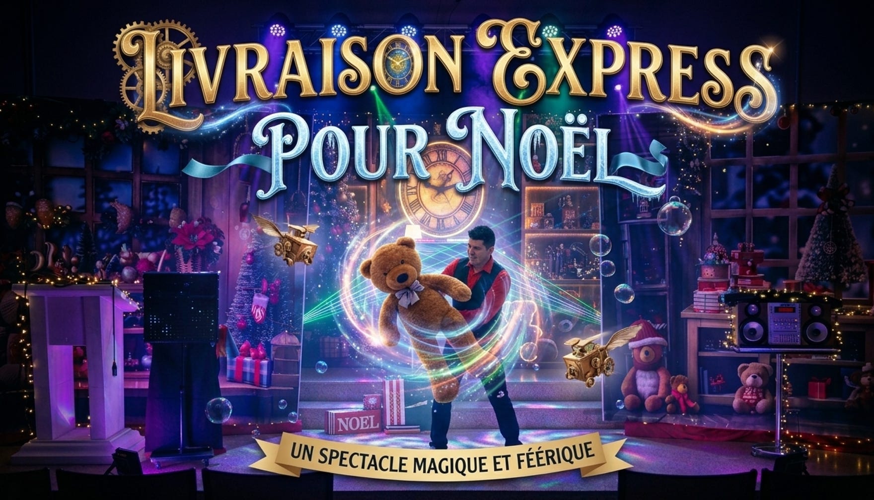 Livraison express pour noel spectacle pour les &eacute;coles. La magie pour tous. 
